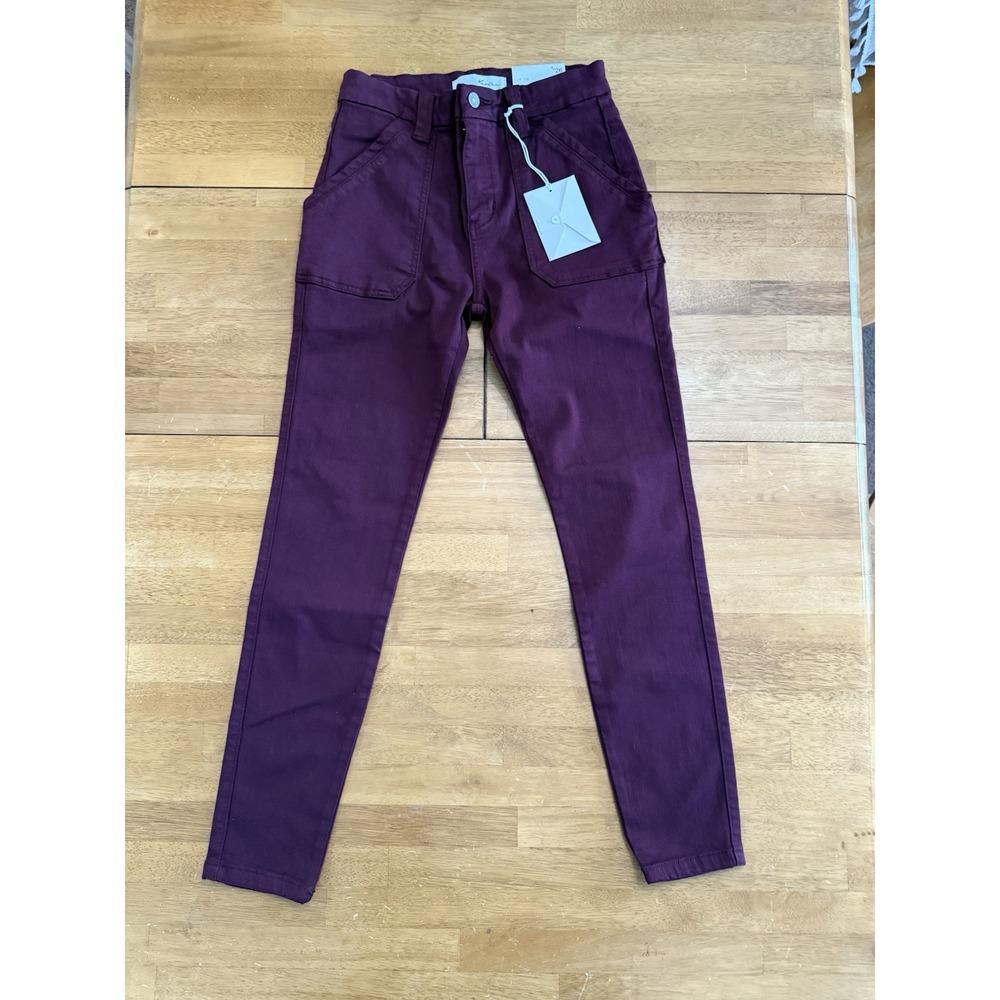 Kancan Skinny Jeans Womens 5/26 High Rise Ankle Stretchy Denim Everyday Burgundy